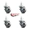 Service Caster Semi Steel Swvl Grip Ring Caster Set 4 w/3''Wheel&7/16''Stem-4 Swvl w/Top Lck BRK, 4PK SCC-GR20S314-SSS-TLB-716138-4 - alternate 4